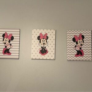 Minnie Mouse Wall Art Set - Pink and Gray